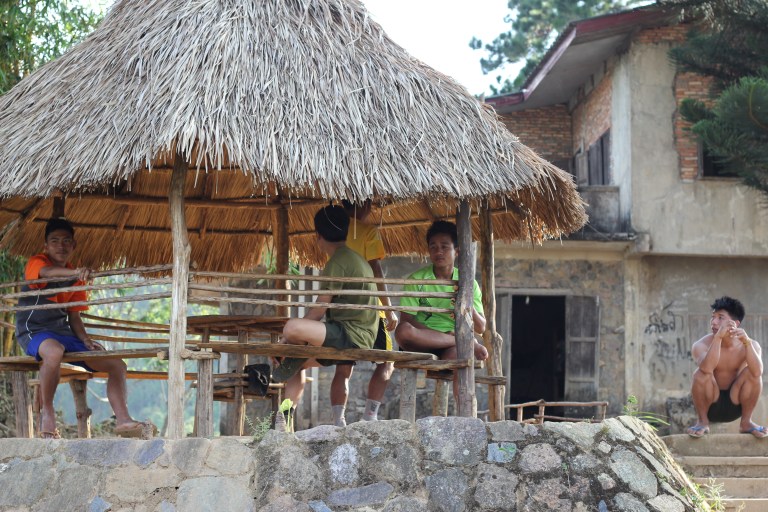 The house on the hill built by the Hmong for the Prince - now housing young soldiers